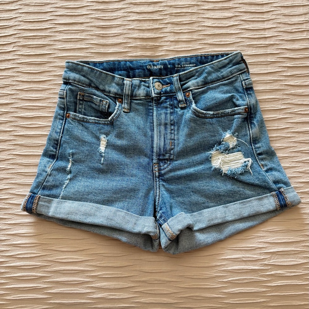 Old Navy Women's Distressed Blue Jean Shorts Size 0